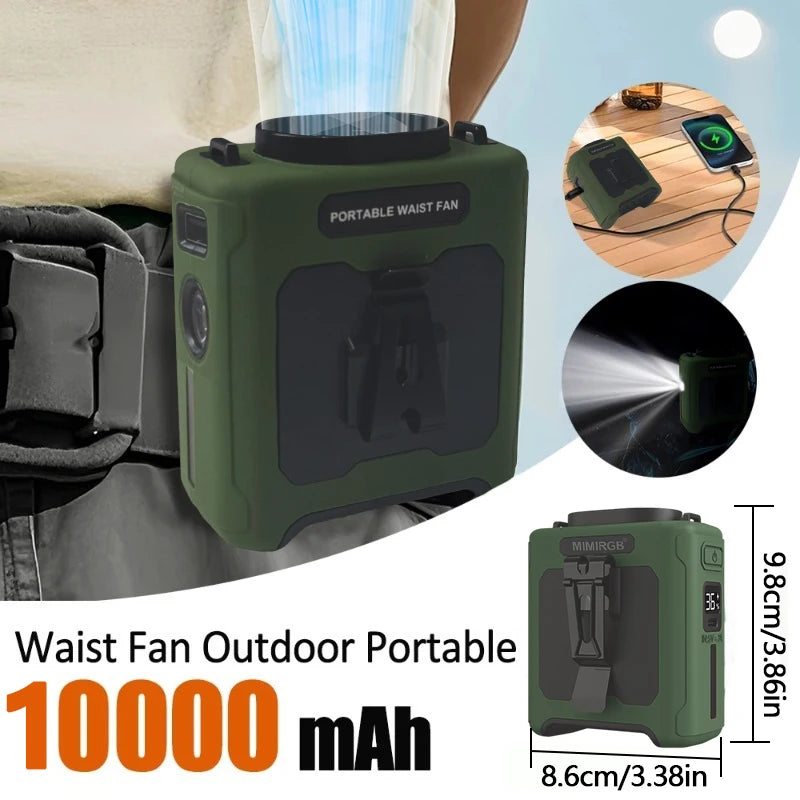 Portable Neck Fan With 10000mAh Battery, Hands-Free Clip, Flashlight