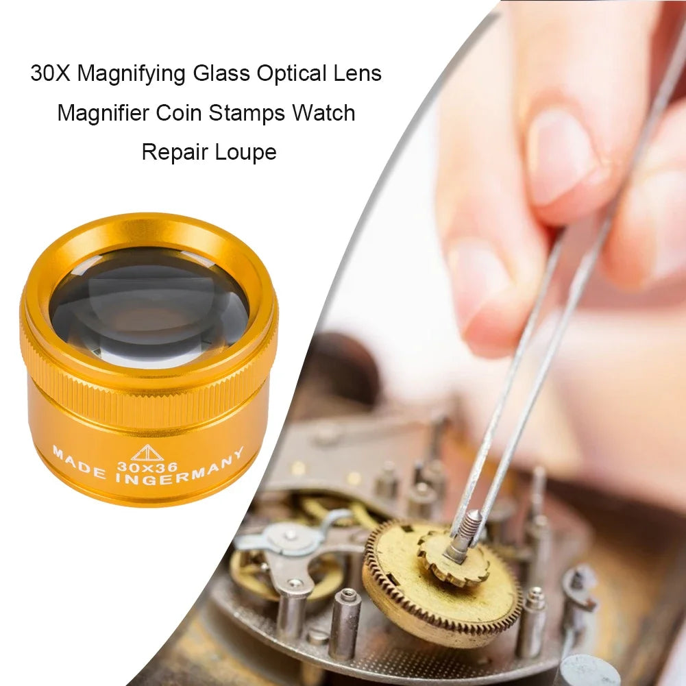 30X Magnifying Glass K9 Optical Lens Jewelry Loupe Monocle Handheld