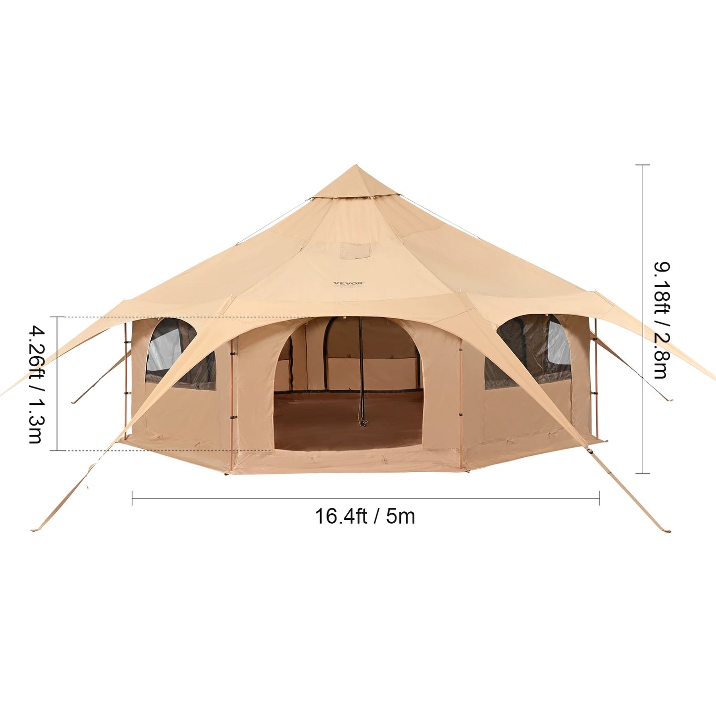 SucceBuy Canvas Bell Tent Four Seasons Yurt For Camping Eight