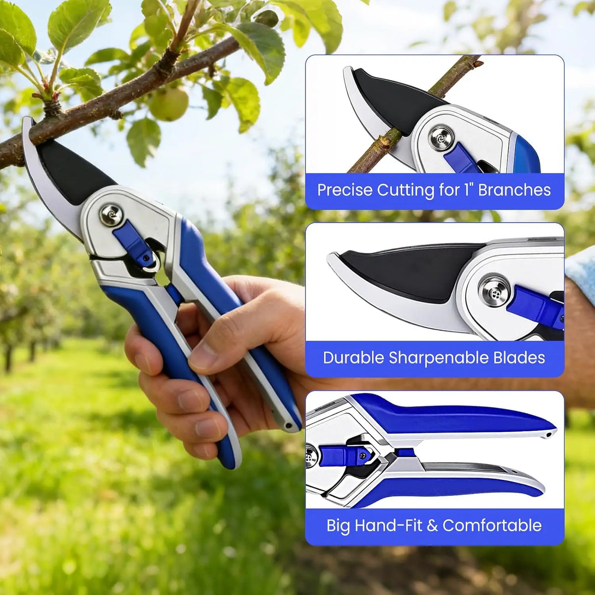 Tacleekii Bypass Pruning Shears With Comfort Grip for Garden Trimming