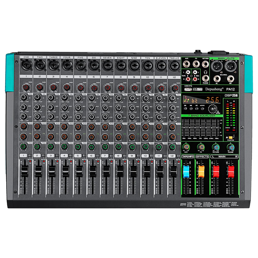 Depusheng 6/8/12/16 Channels Audio Mixer USB 48V Phantom Power