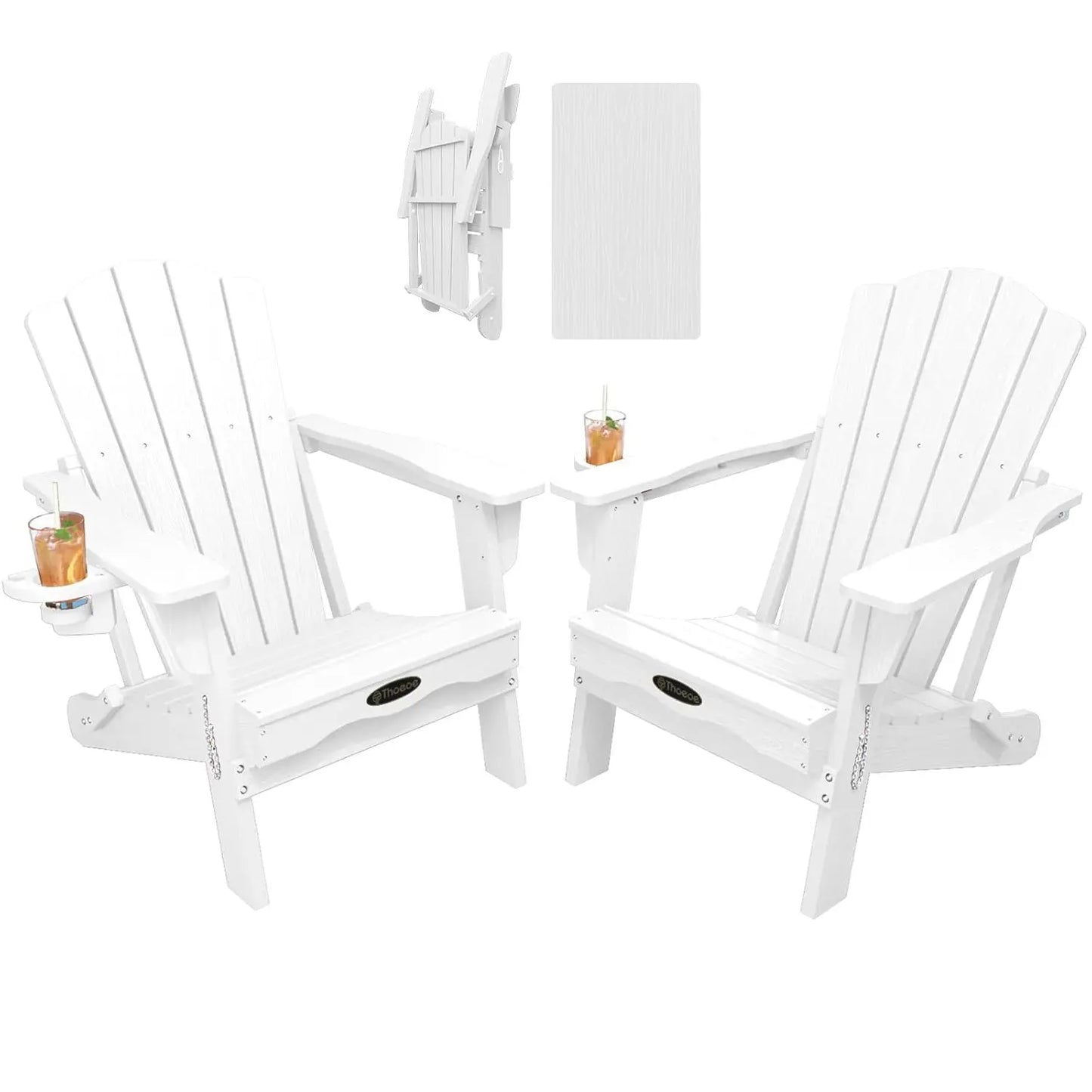 MOYU Folding Adirondack Chair Set All-Weather HDPE Outdoor Chairs