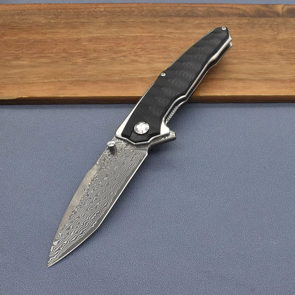 BLACKDRAGON DIY Supplies Damascus Steel G10 Folding Knife Back Clip