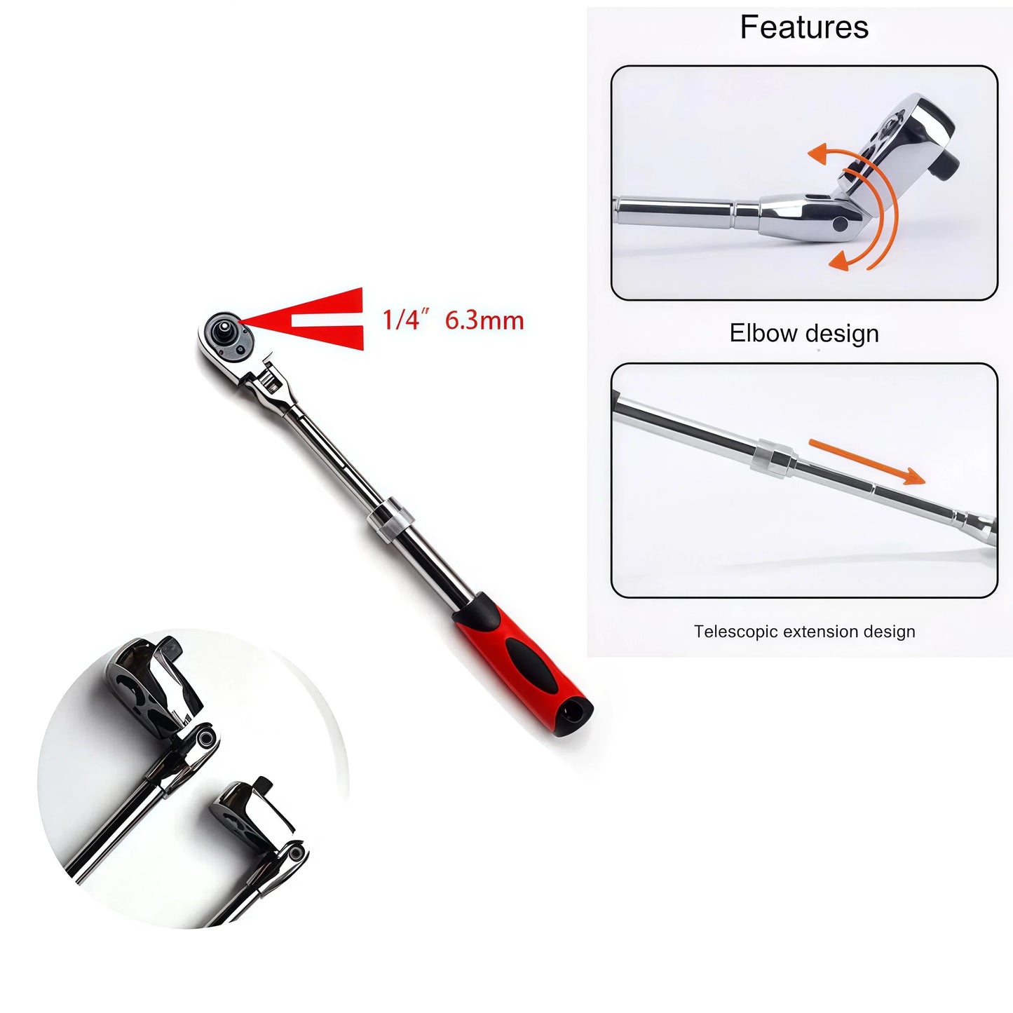 Chrome Vanadium Steel Ratchet Wrench Set with Telescopic Handle