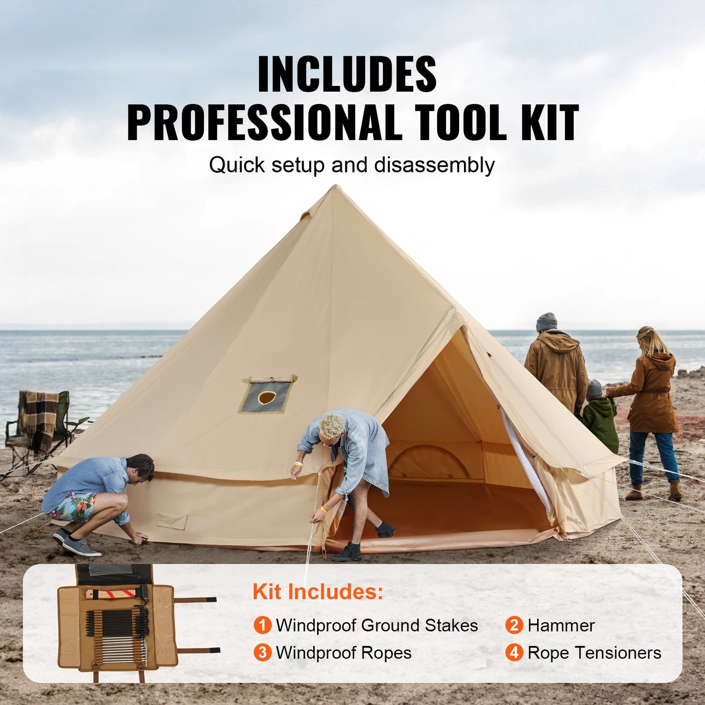 SucceBuy Canvas Bell Tent Four Seasons Yurt For Camping Eight