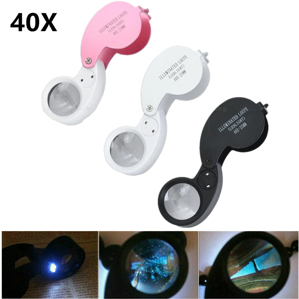 LED Illuminated Jeweler Loupe Magnifier for Jewelry Coins and Antiques