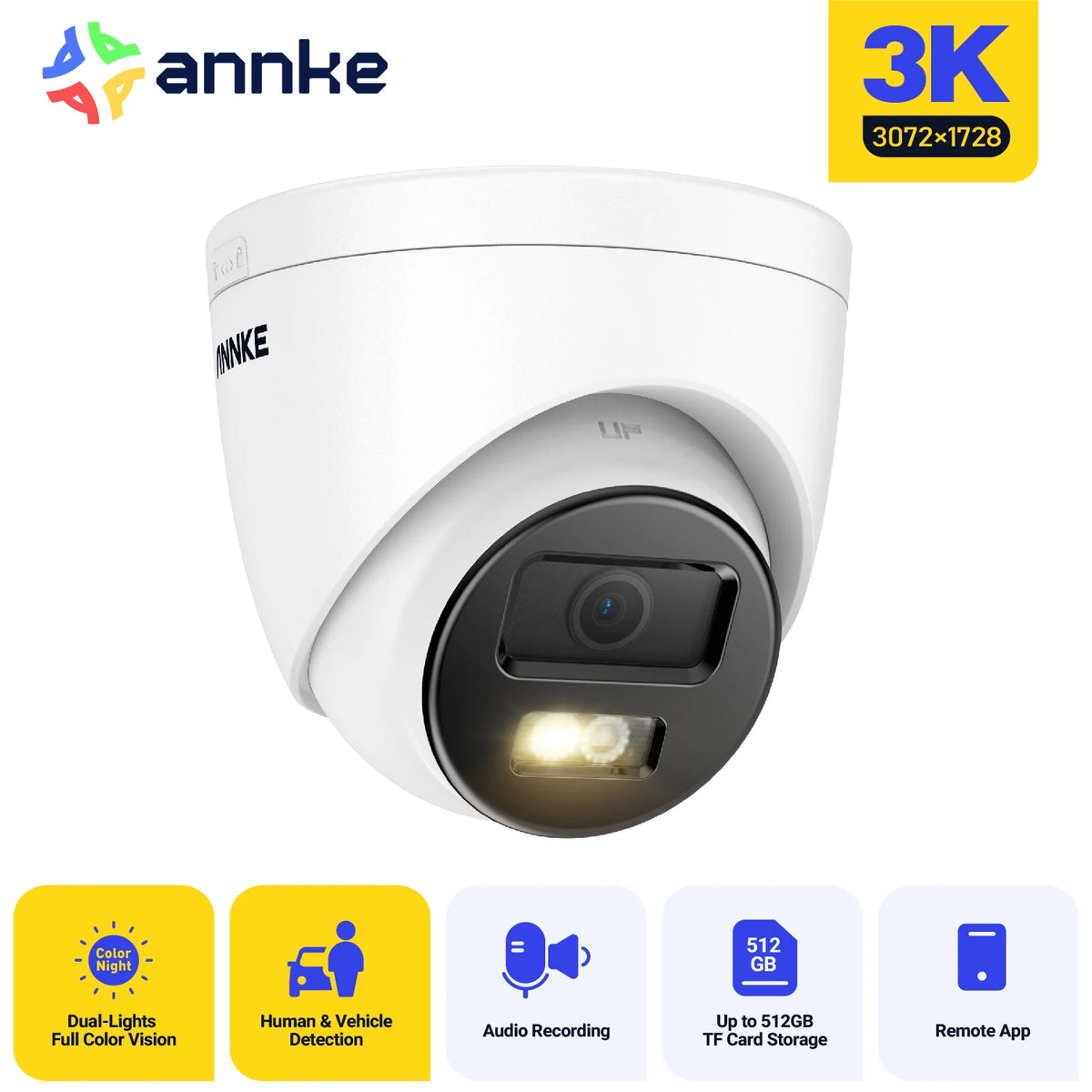 ANNKE 12MP Dual Light PoE Outdoor Security Camera Night Vision
