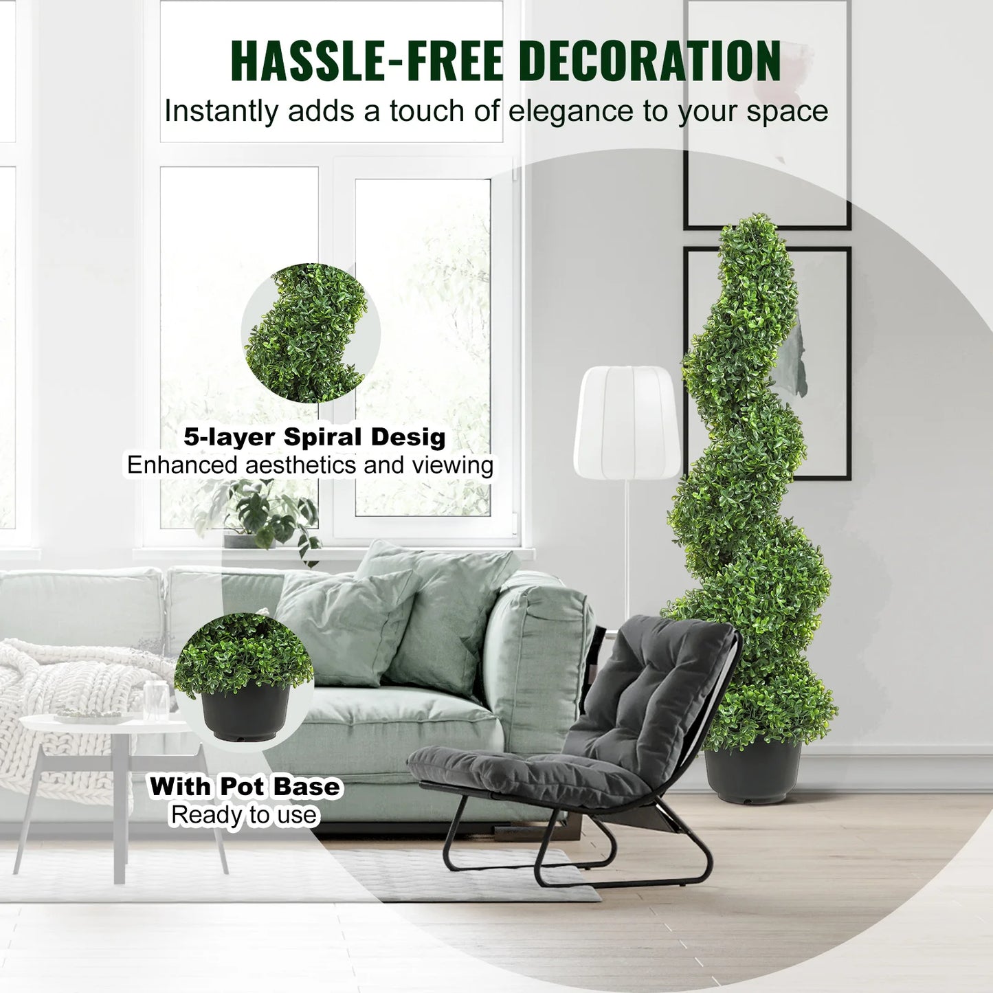 Artificial Boxwood Tower Topiary Spiral Plant For Outdoor Decor