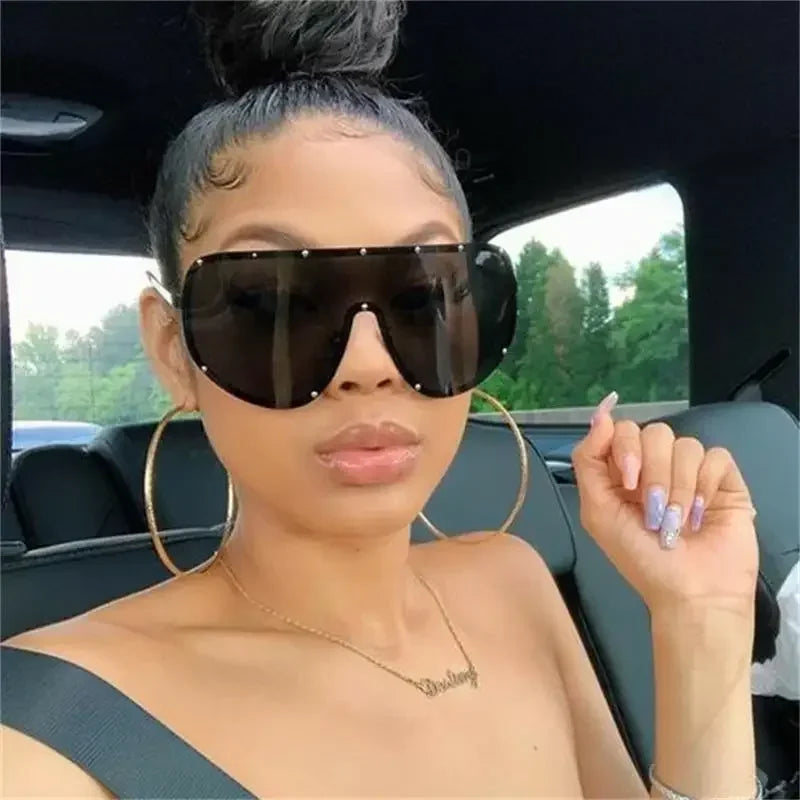 Steampunk Oversized Sunglasses For Women UV400 Protection