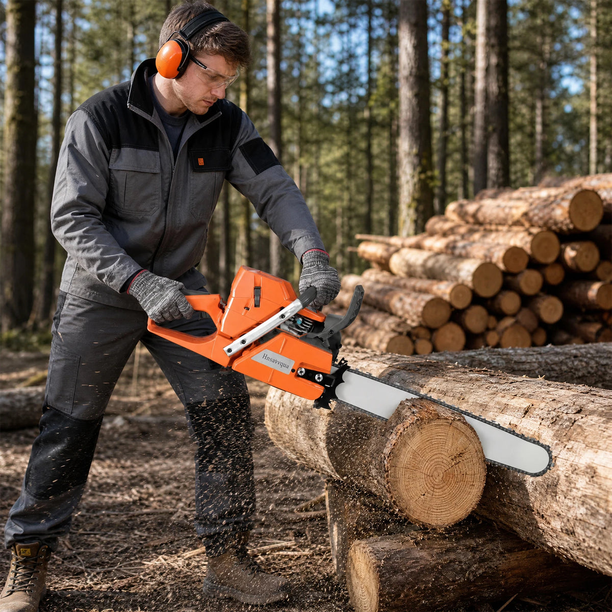 Gas Powered Professional Chainsaw for Logging Wood Cutting and Gardening