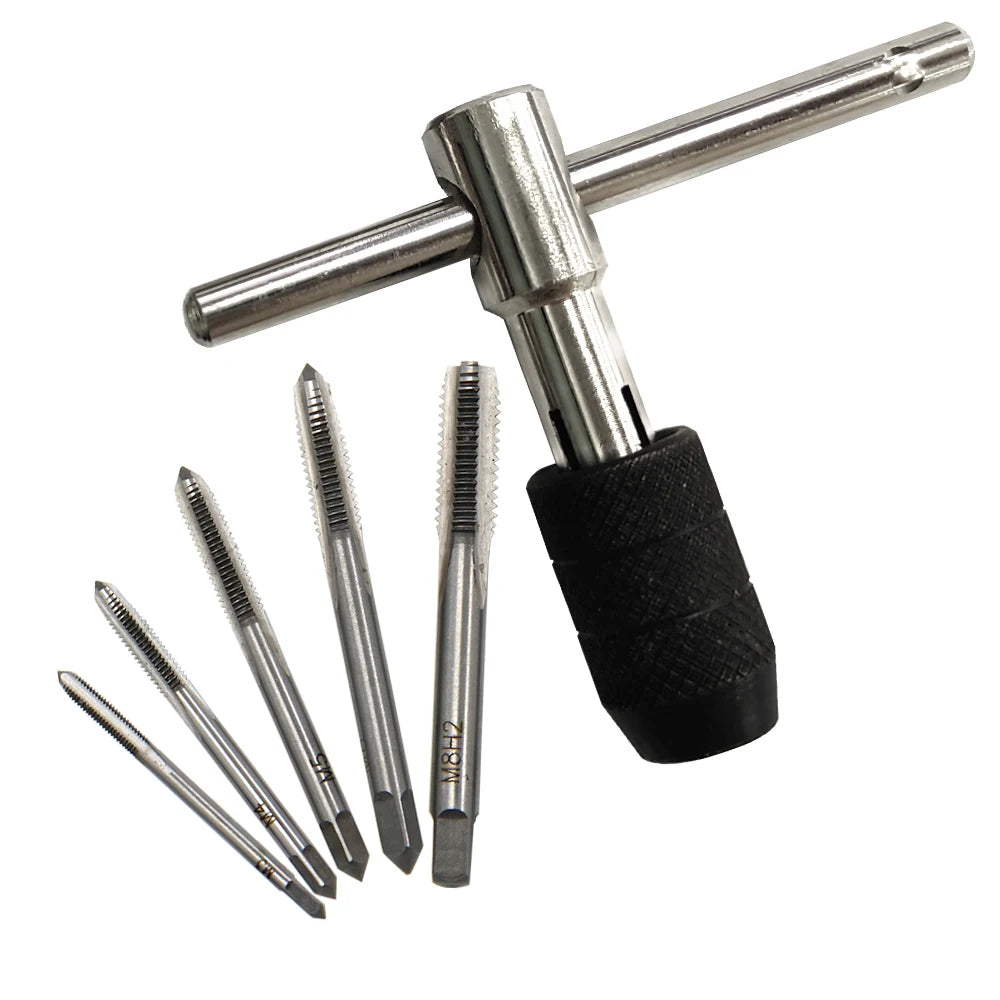 T Shaped Tap Wrench Set 5pc For Thread Tapping Hand Tools