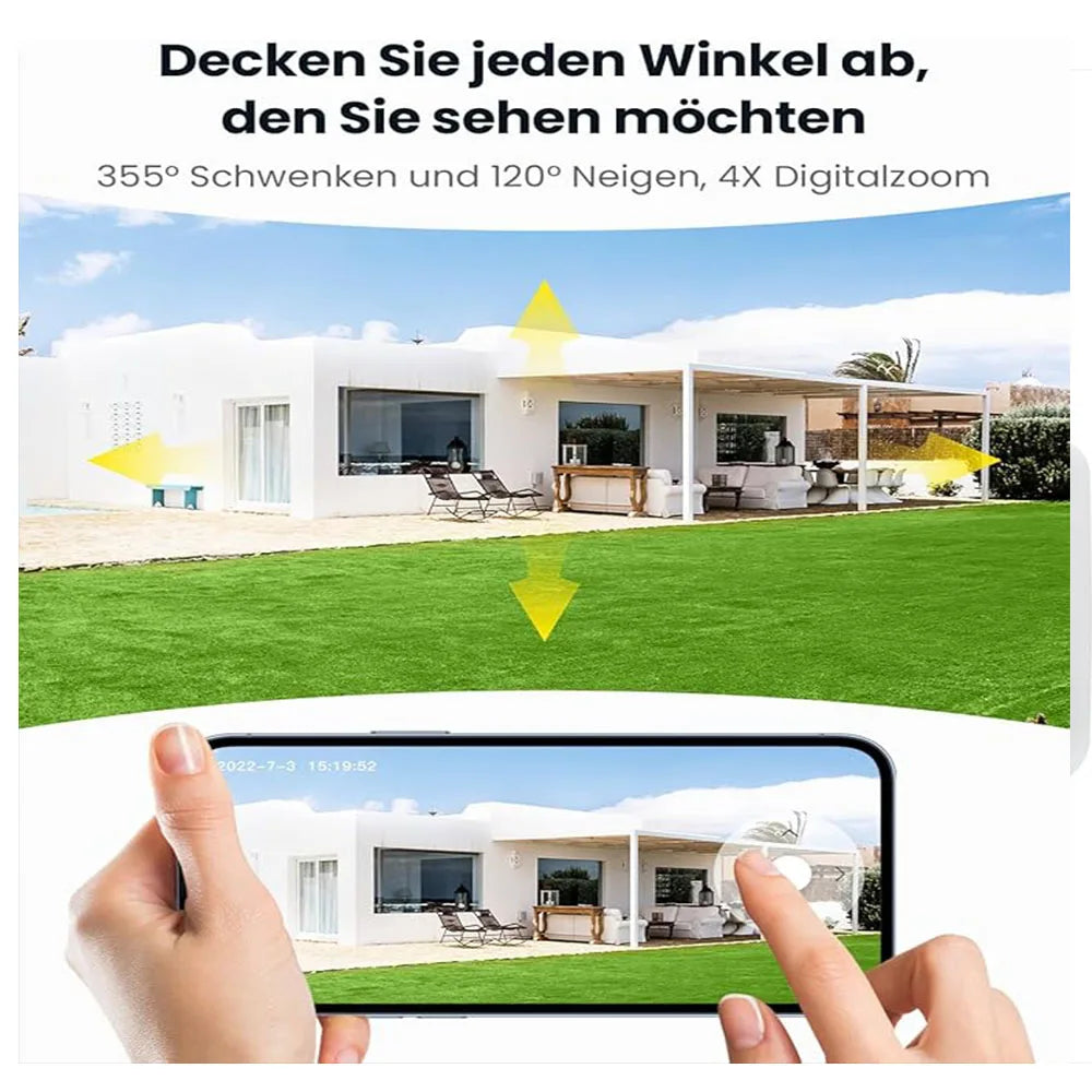 IEGEEK 2K 3MP Wireless Outdoor PTZ Security Camera Solar Panel