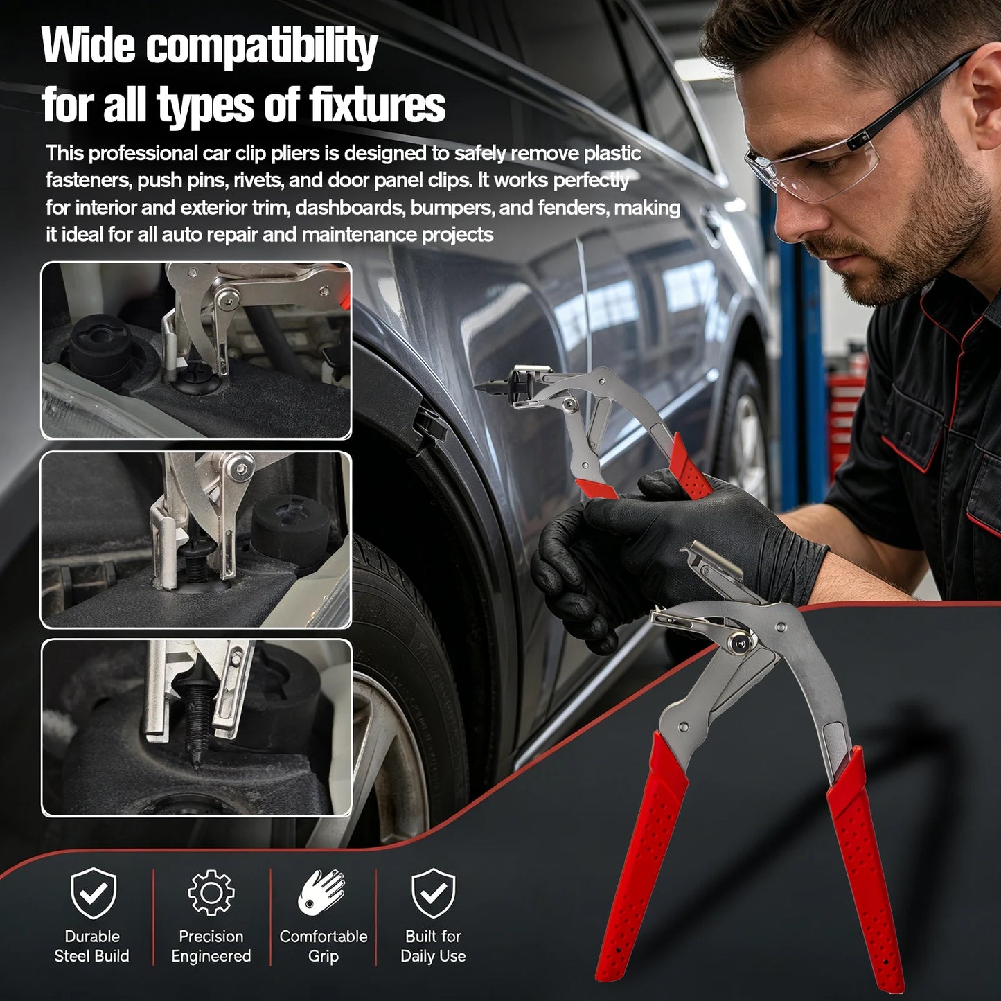 Car Clip Pliers With 40 Fasteners Kit For Automotive Repair
