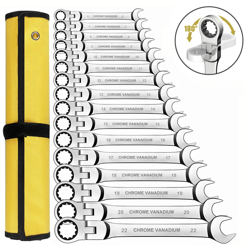 Durable Ratchet Wrench Set 72 Tooth Metric Multi Function Garage