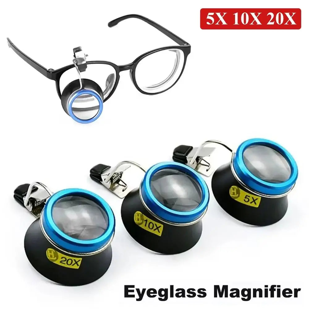 1Pcs New 5X 10X 20X Eyeglass Magnifier Clip-On Eye Loupe Loupe Magnifying Lens Portable Eyepiece Process Operation