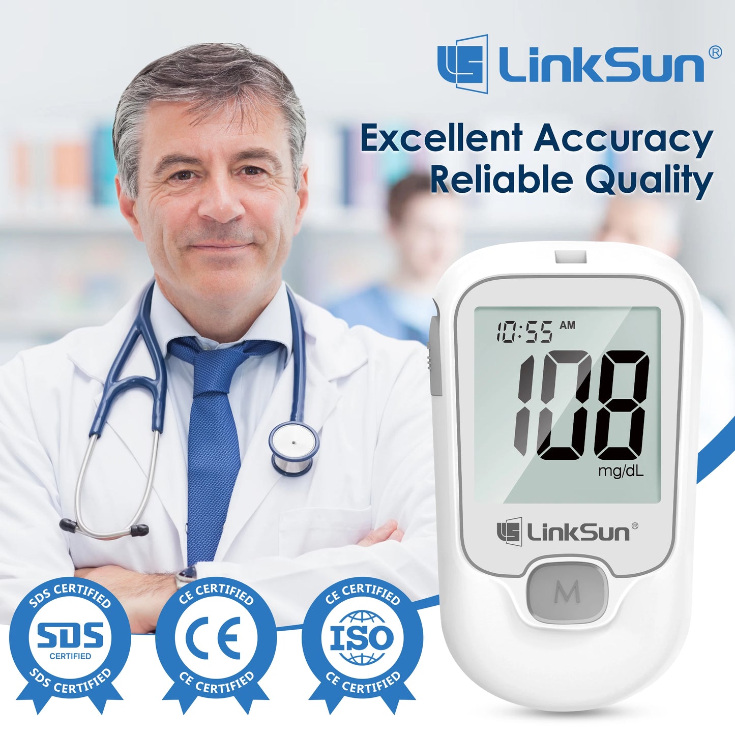 Linksun Blood Glucose Monitor G-425-1 Lancing Device Diabetes Kit