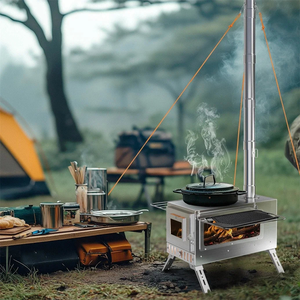 Hot Tent Wood Burning Stove Portable Outdoor Heater And Cooktop