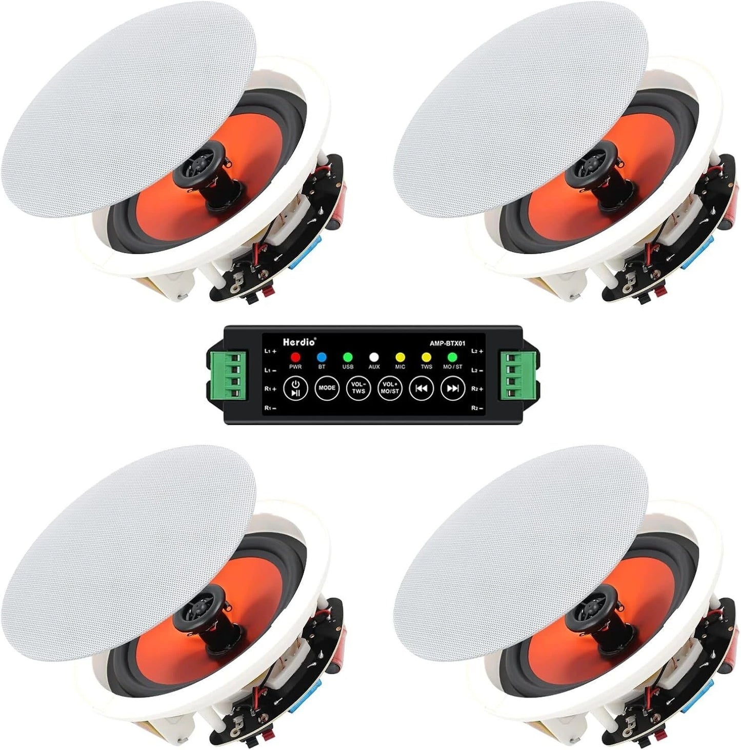Herdio In Ceiling 600W 2 Way Flush Mount Speaker System