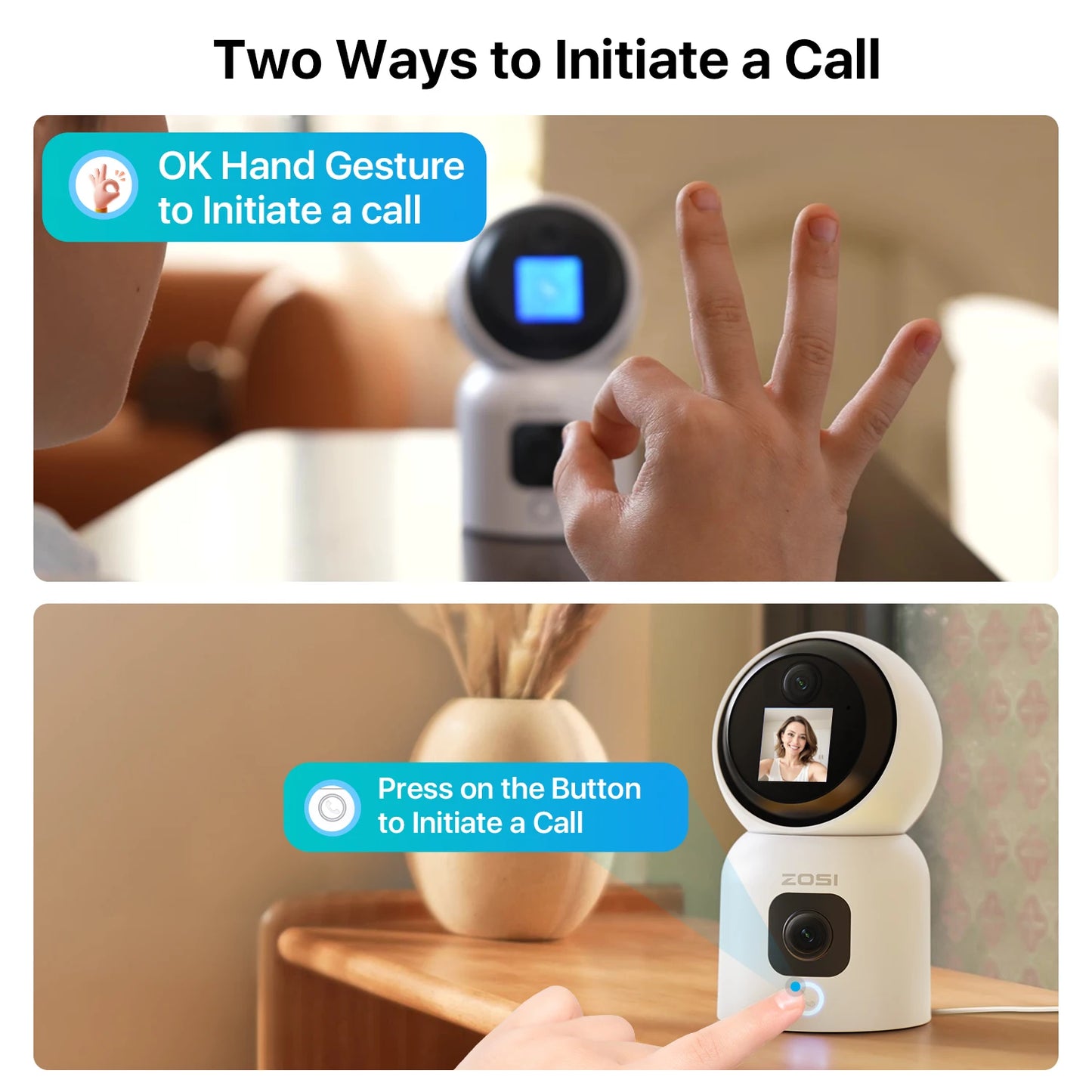 ZOSI 360 PTZ Smart Home Security Camera Auto Tracking