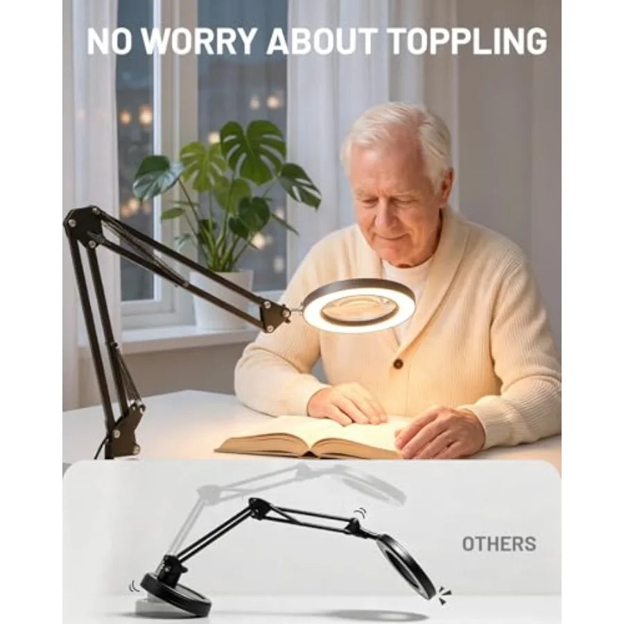 10X Magnifying Glass With Light, Real Glass Lens, Dimmable LED