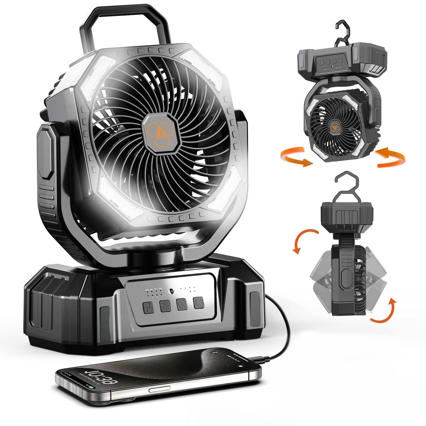 Portable Misting Fan With USB Rechargeable Battery And LED Lantern