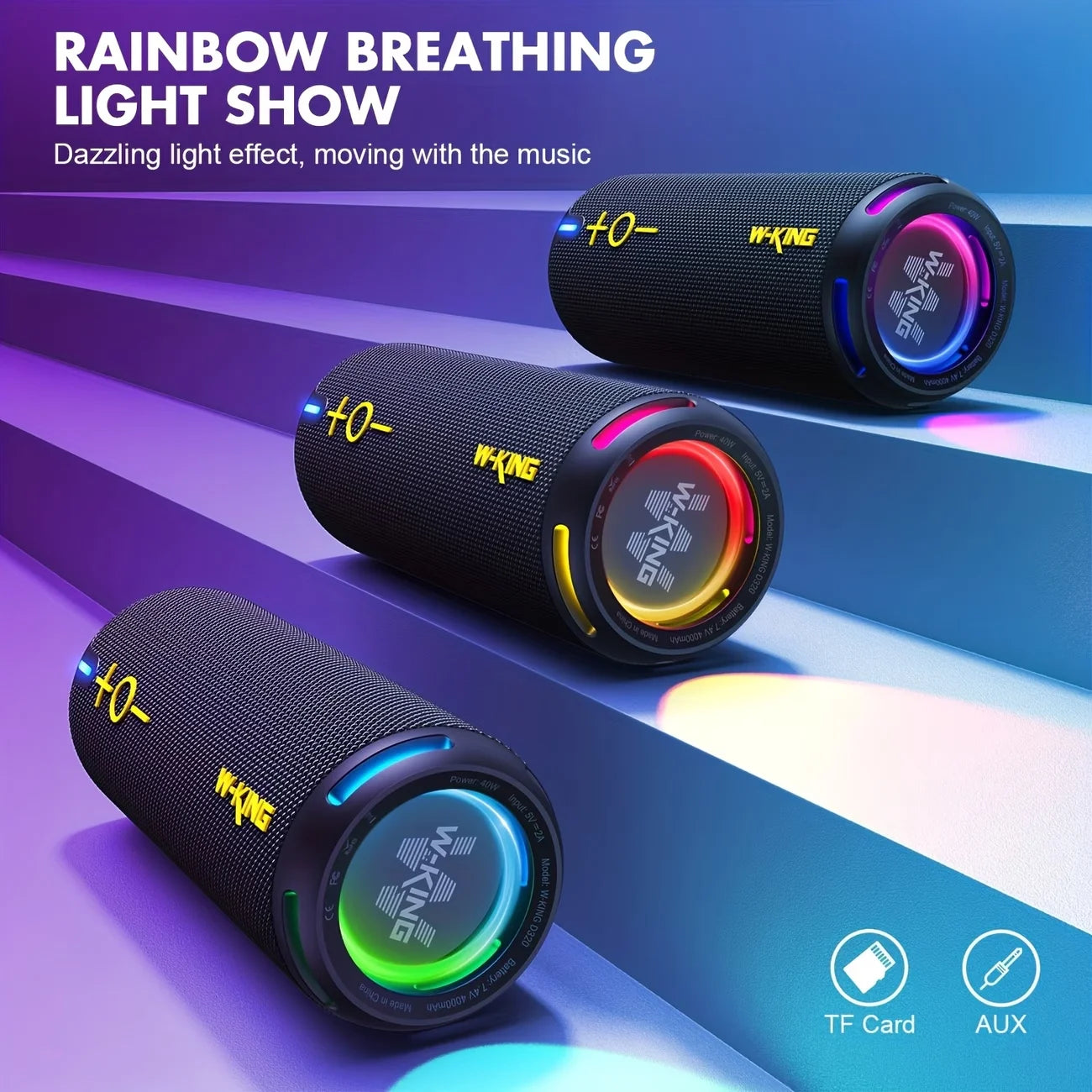 W-King IP67 Waterproof Bluetooth Speaker 40W Portable Outdoor