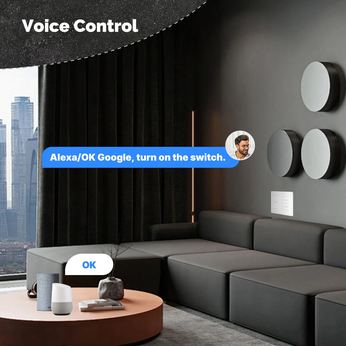 MOES Tuya WiFi Smart Button Wall Switch Alexa Google Compatible