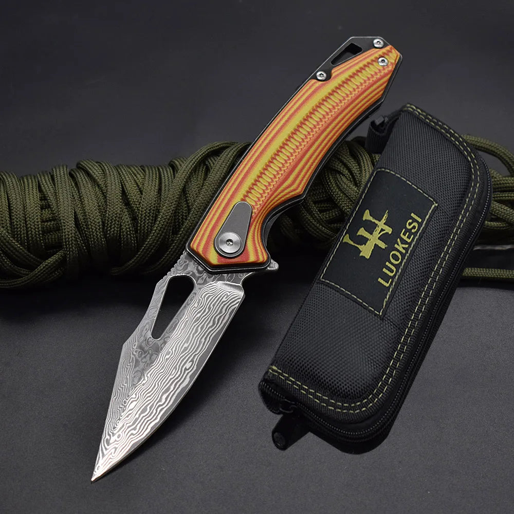 BLACKDRAGON DIY Supplies Damascus Steel G10 Folding Knife Back Clip