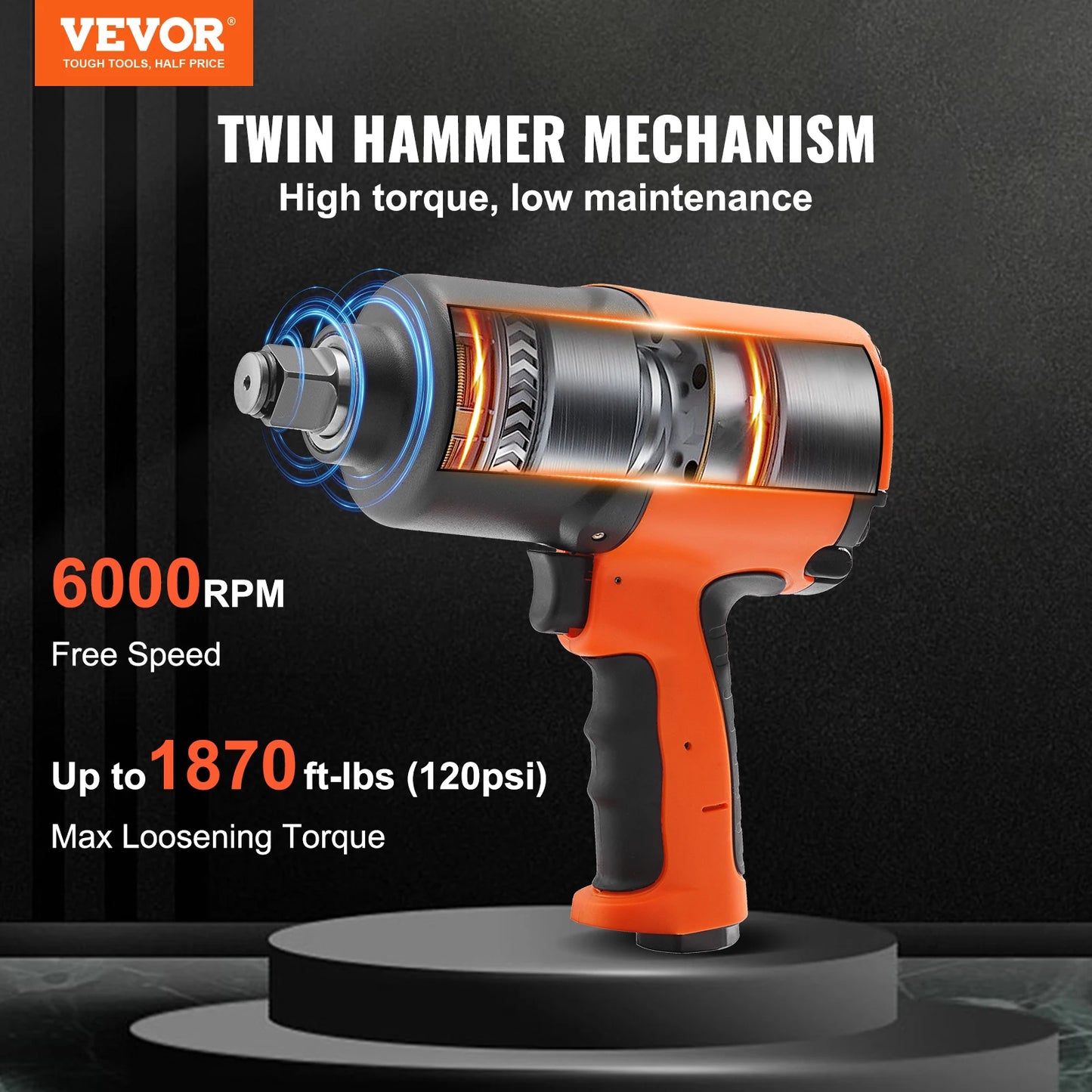 SucceBuy Air Impact Wrench Three Quarter Inch Square Drive 1870 Foot Pounds