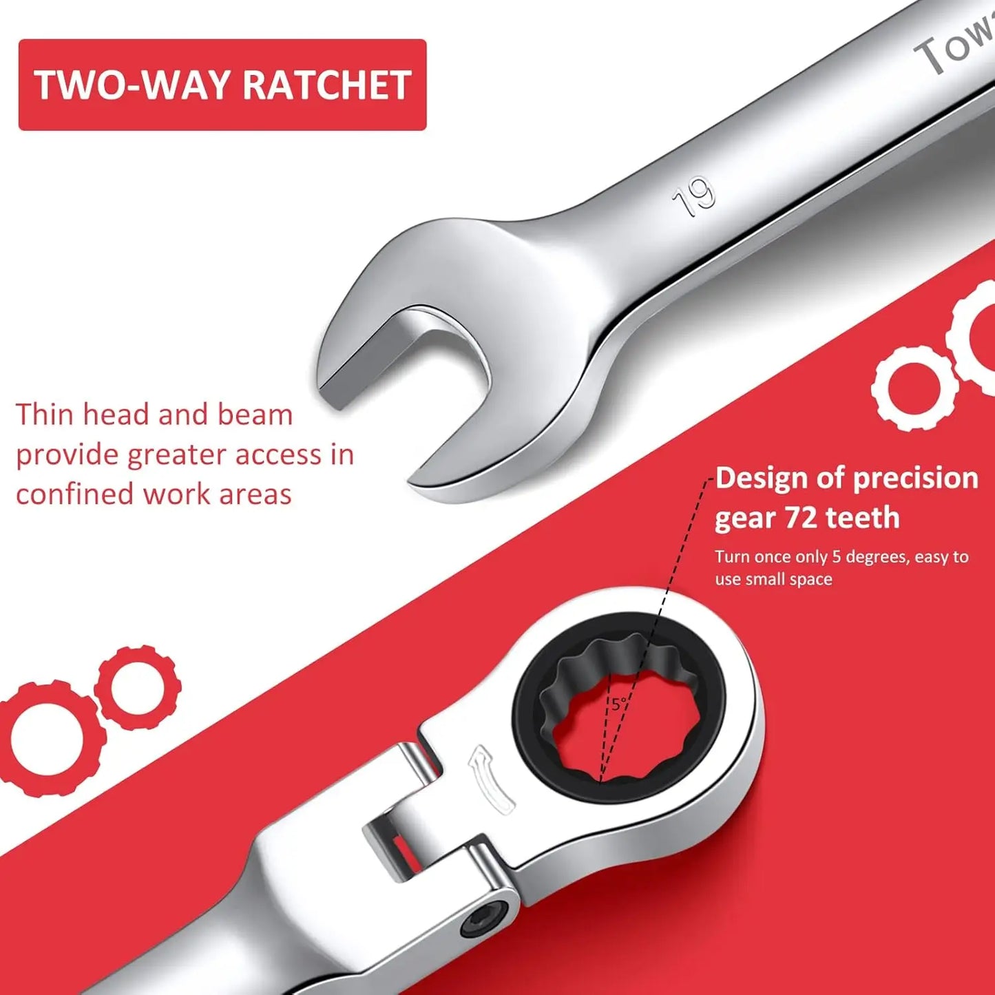 HiMISS 12-Piece Flex-Head Ratcheting Wrench Set With Bag