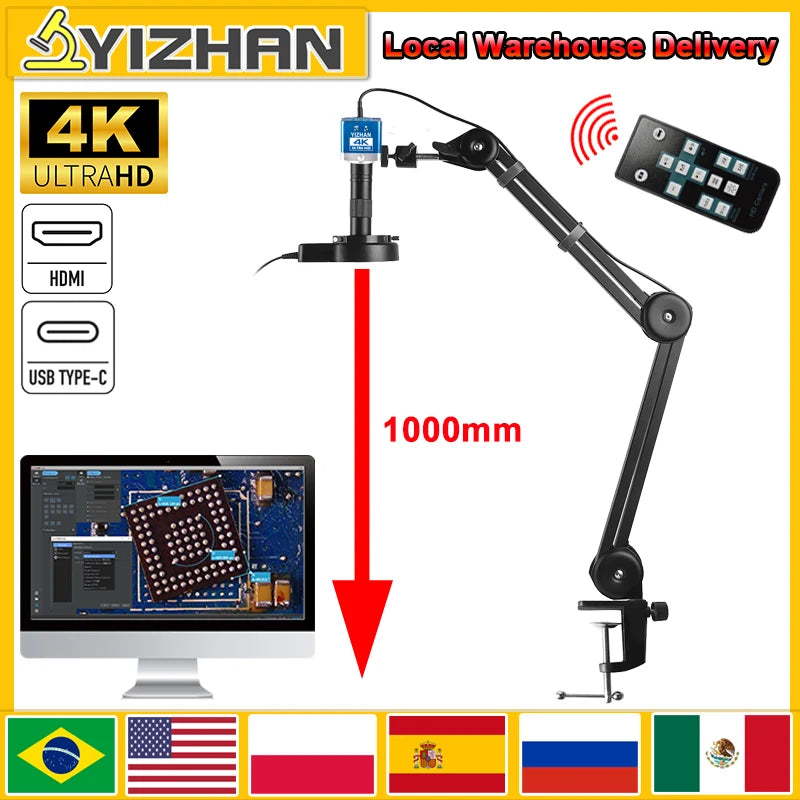 YIZHAN 150X Digital Microscope 4K Camera HDMI USB For Soldering