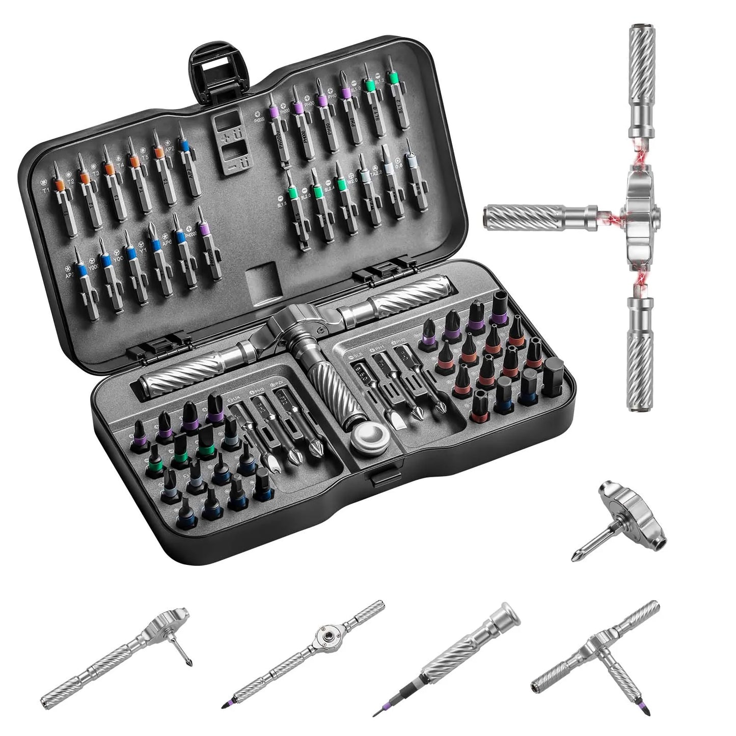 VMAN 66in1 Multifunction Ratchet Screwdriver Set Magnetic Bits