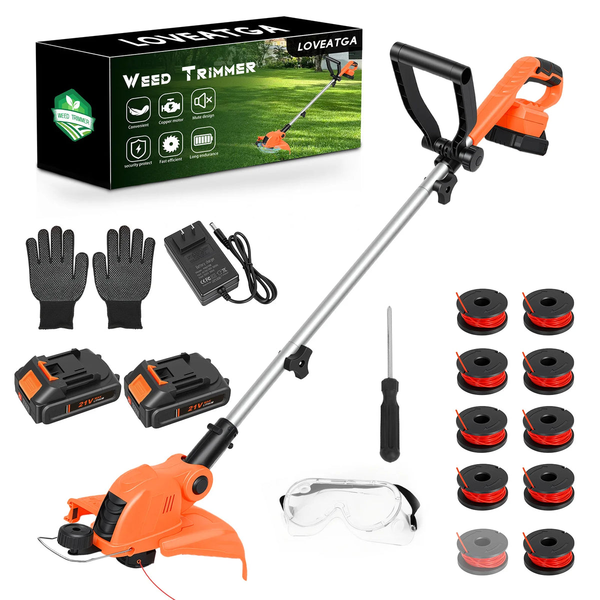 Cordless 3-In-1 String Trimmer With Rotatable Head And Auto Feed