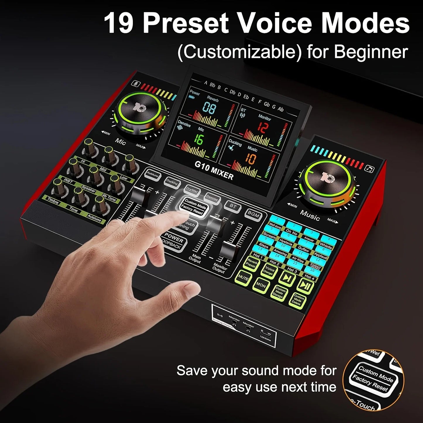 Tenlamp G10 Audio Mixer And Sound Card With Voice Changer And DJ Effects