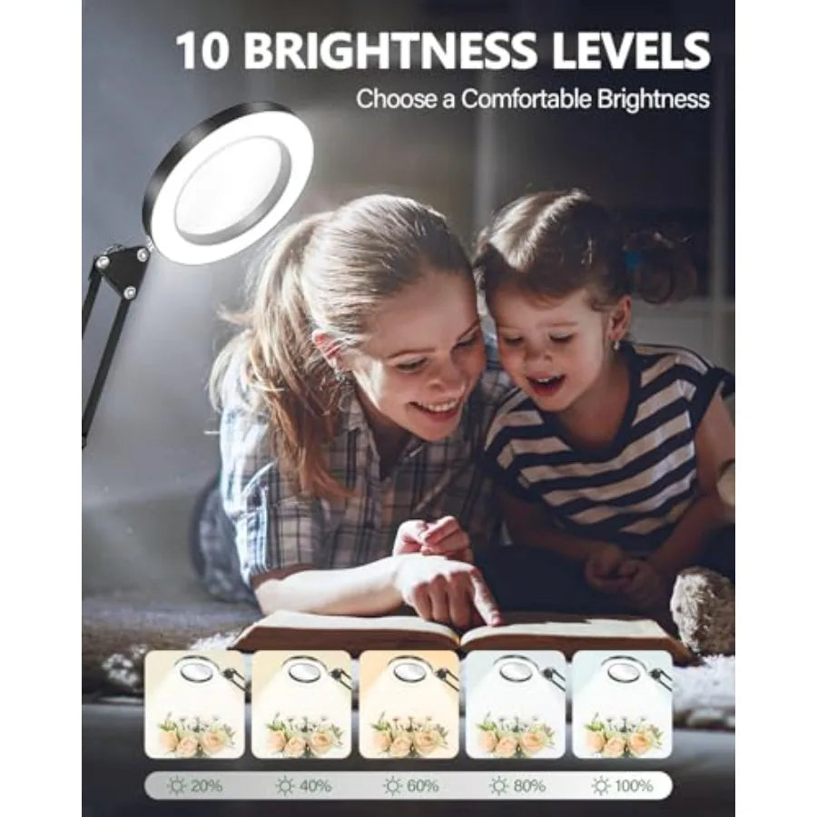 10X Magnifying Glass With Light, Real Glass Lens, Dimmable LED