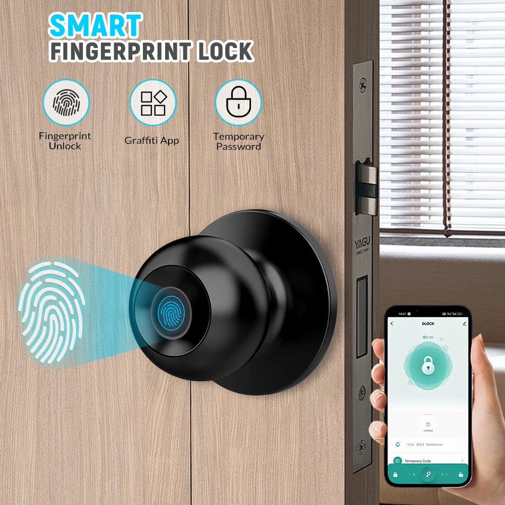 Fingerprint Smart Door Knob Lock With App And Keypad Access