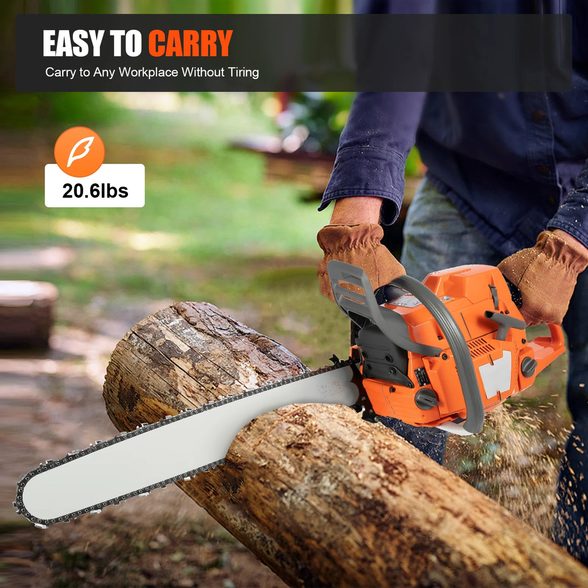 Gas Powered Professional Chainsaw for Logging Wood Cutting and Gardening