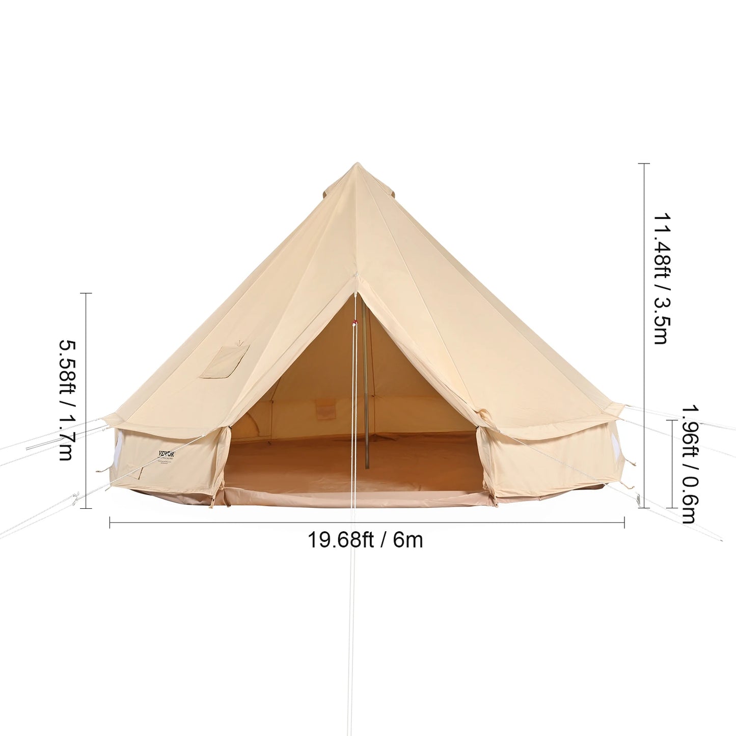 SucceBuy Canvas Bell Tent Four Seasons Yurt For Camping Eight