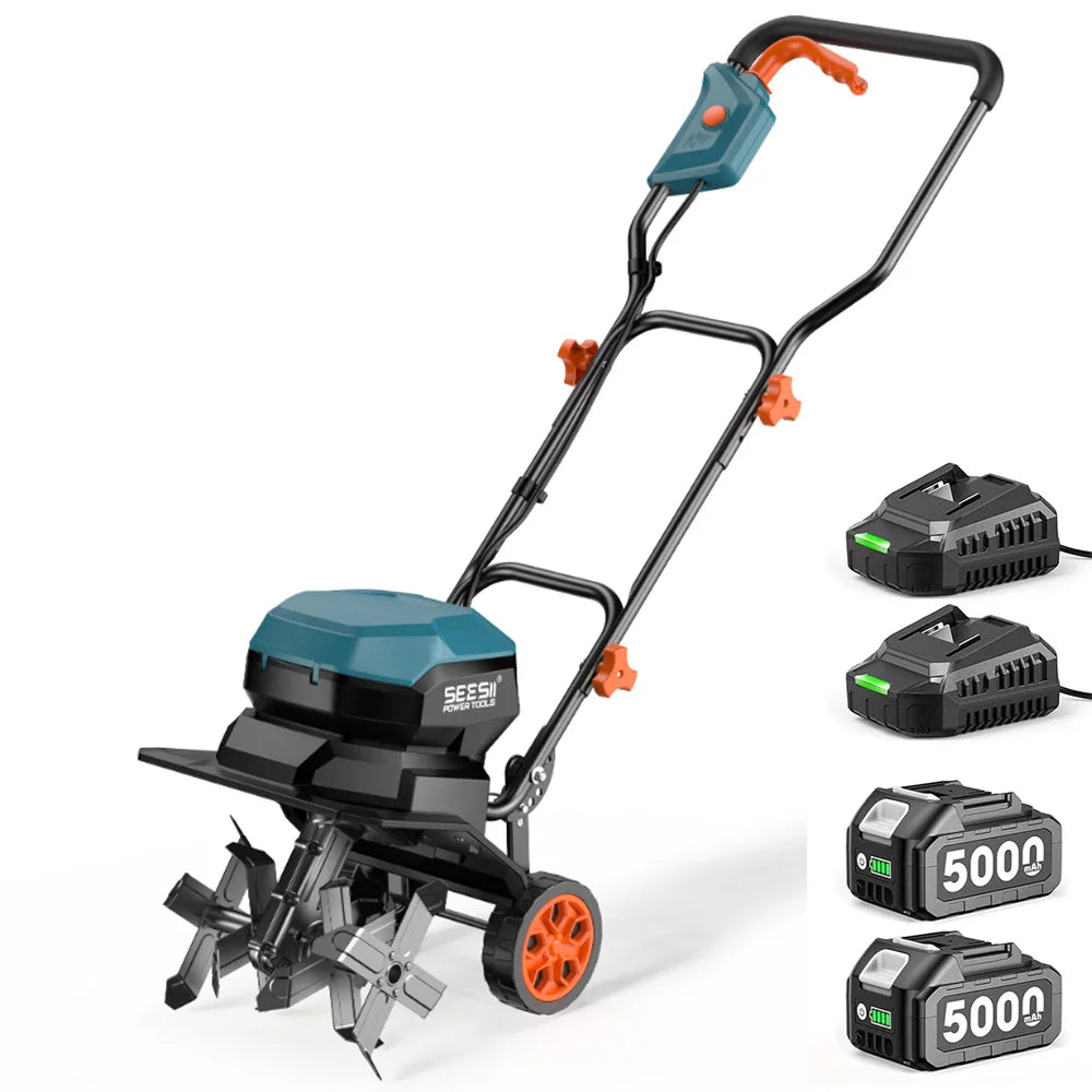 SeeSii Cordless Electric Garden Tiller Cultivator for Soil Preparation